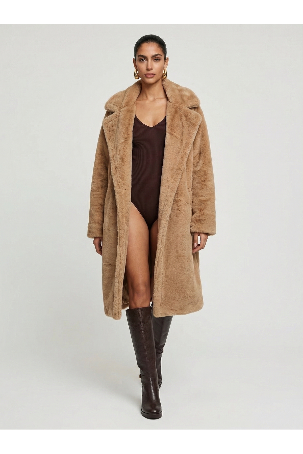 Sun Burners  Sahara Camel | Faux Fur - Bej Lüks Peluş Kürk - Görsel 5