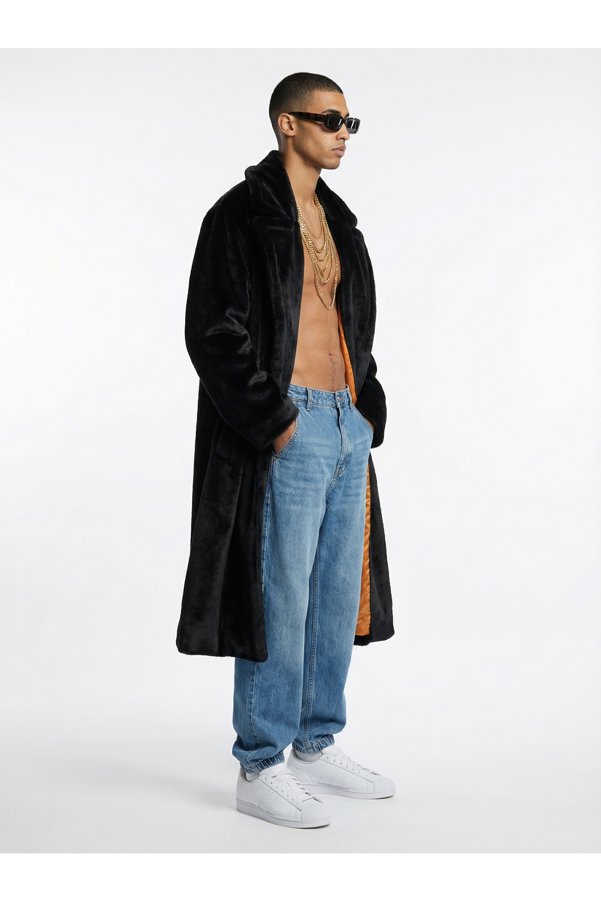 Sun Burners  Midnight Rose | Faux Fur - Erkek Siyah Lüks Peluş Kürk - Görsel 2