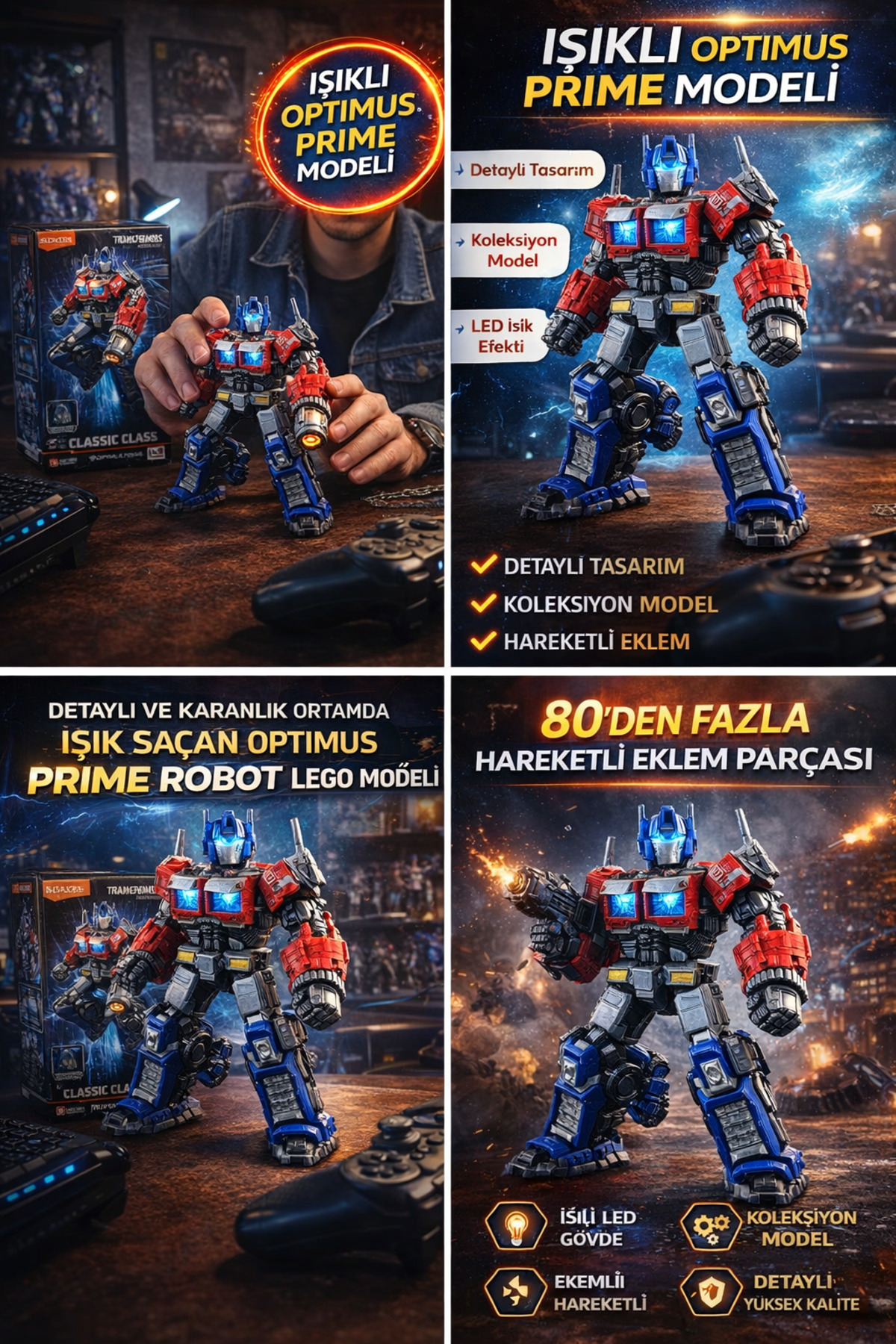 Cici Oyuncak Blokees Transformers Classic Class Optimus Prime Led Işıklı Tam Hareketli Model Kit Figür fotoğrafı 3 (önizleme)