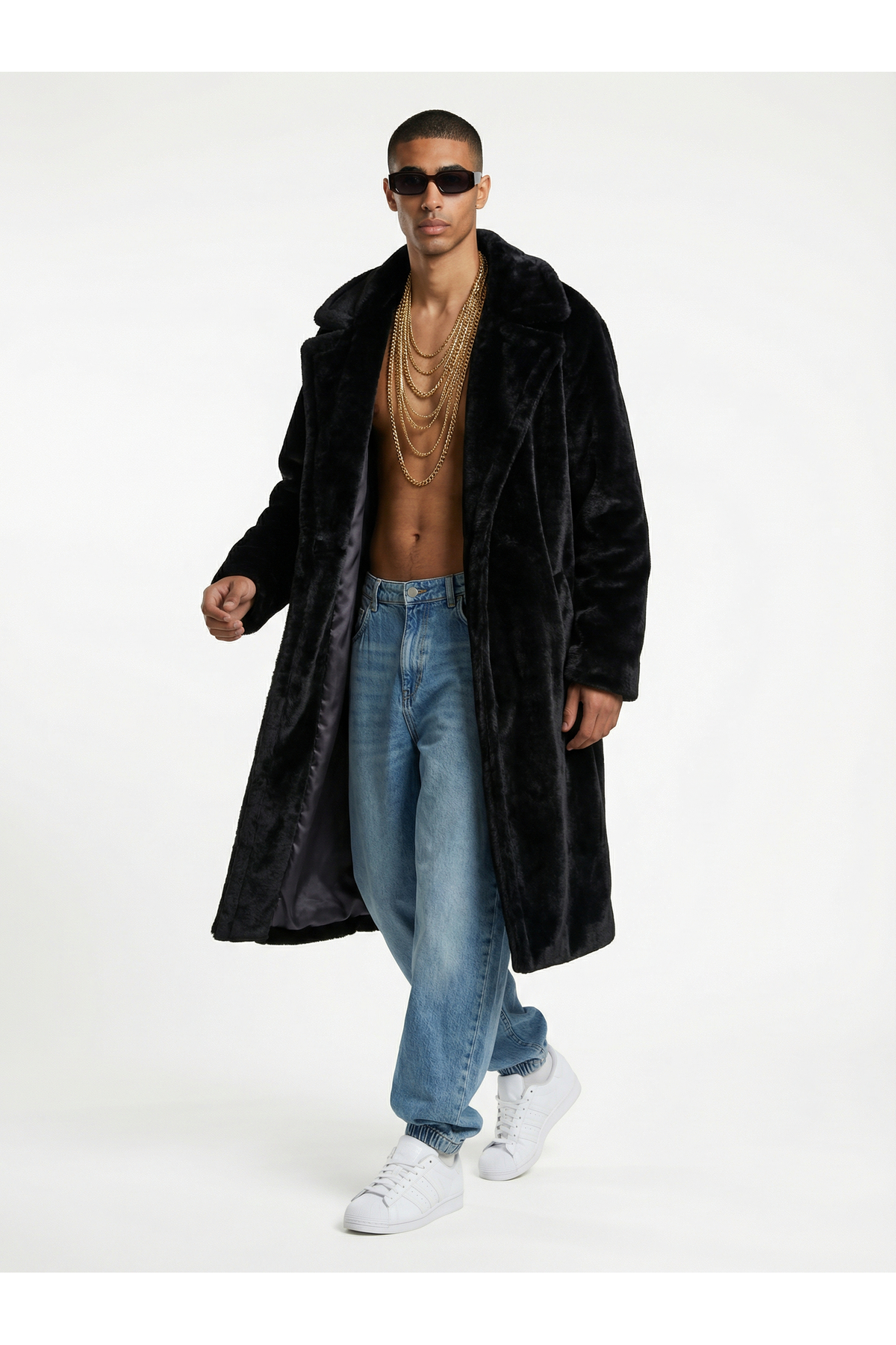 Sun Burners  Midnight Rose | Faux Fur - Erkek Siyah Lüks Peluş Kürk - Görsel 3