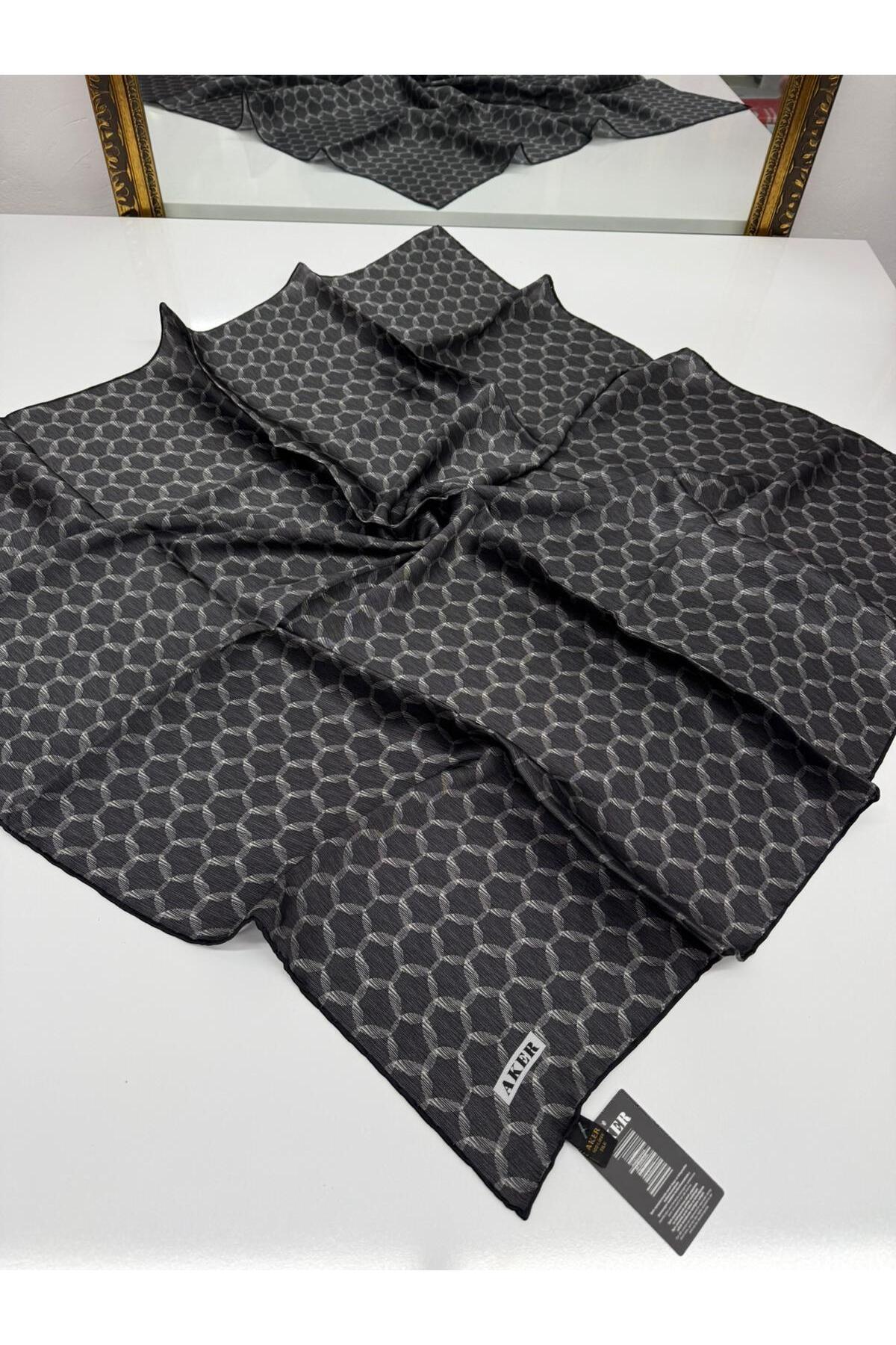 Silk Crepe Satin Scarf Black