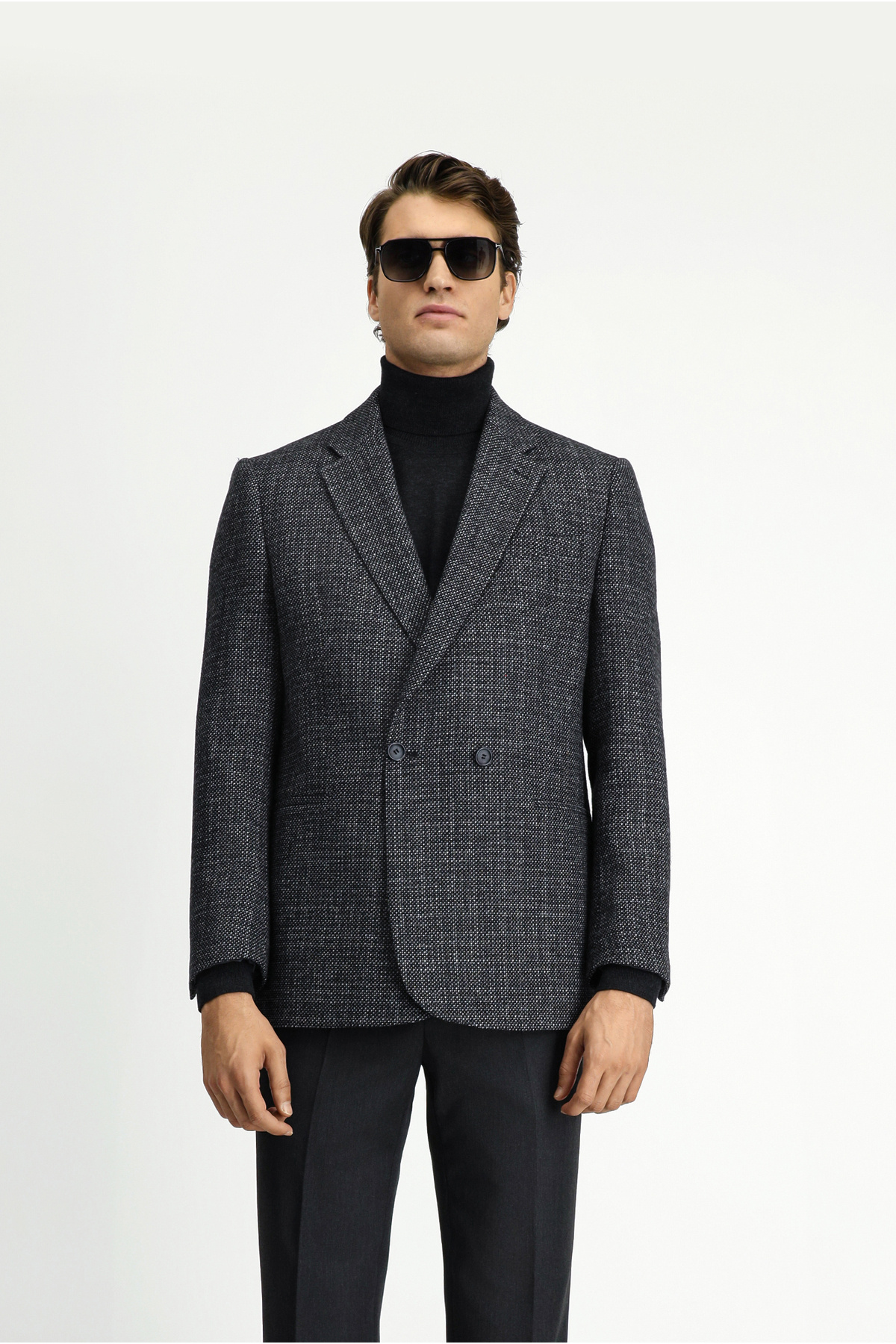 Kiğılı  6 Drop Regular Fit Standart Kesim Desenli Yünlü Kruvaze Ceket - Görsel 3