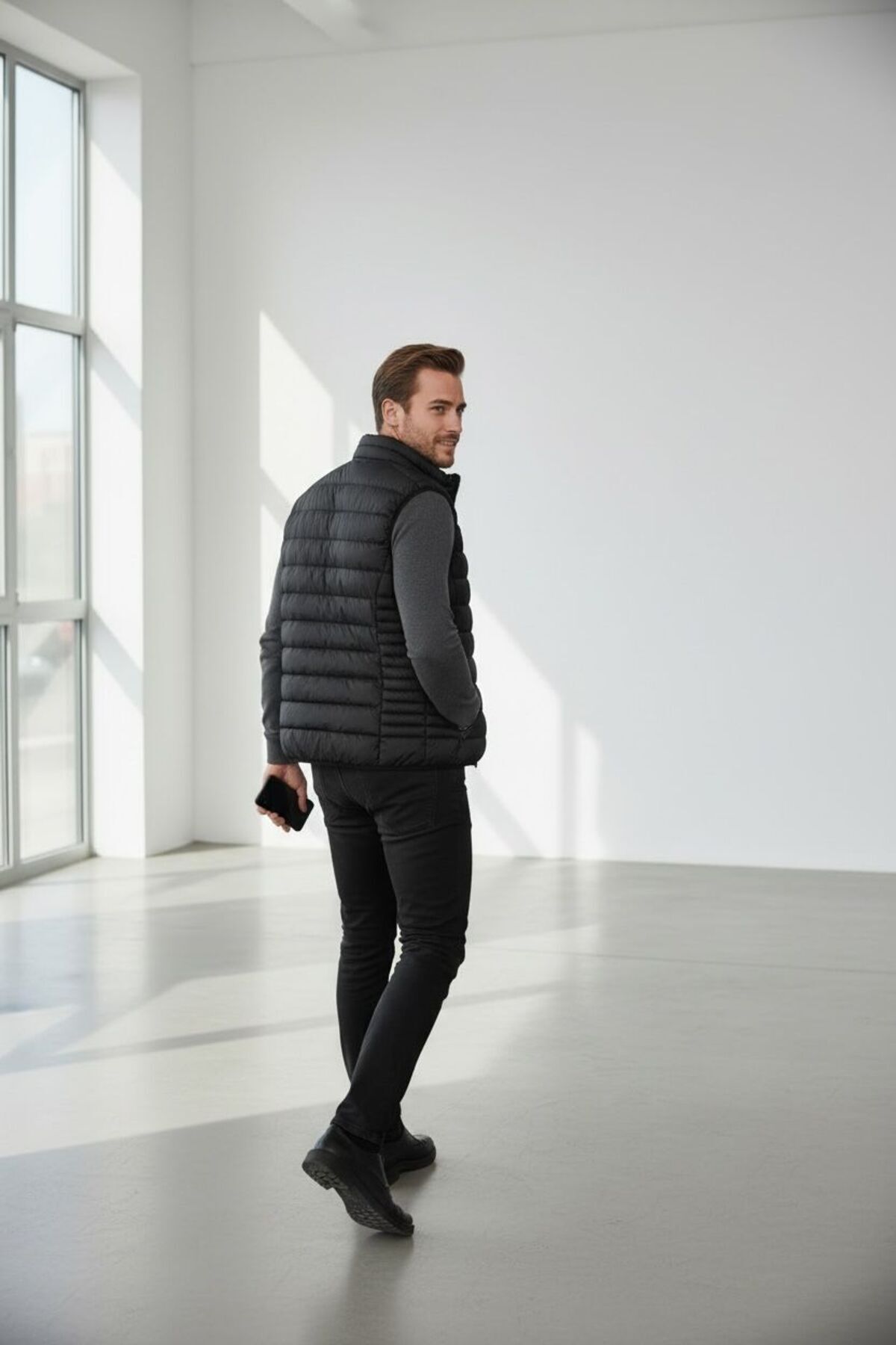 Piyera  Erkek Şişme Yelek Hafif Dolgulu Günlük Spor Kullanım Dik Yaka Fermuarlı Modern Tasarım-w10005 - Görsel 2