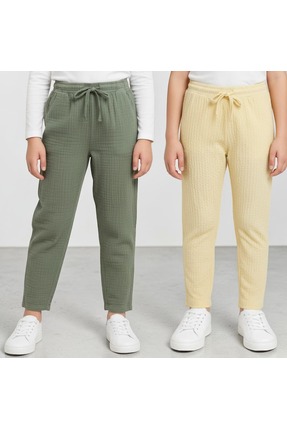 Patriko KIZ ÇOCUK YENİ SEZON BAHARLIK BUBLE KUMAŞ 2Lİ SET PANTOLON