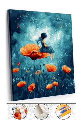 abbara Sayılarla Boyama Çerçeveli Hobi Seti Numaralı Tuval Fırça Boya Kasnakl...