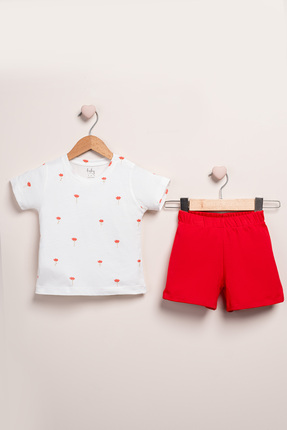 Baby Fou Kız Bebek Çiçek Baskılı Tişört Şort 2'li Takım