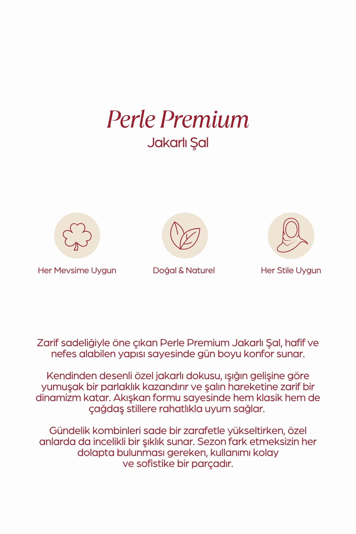 MOISCARF  Perla Premium Jakarlı Şal Vişne - Görsel 4