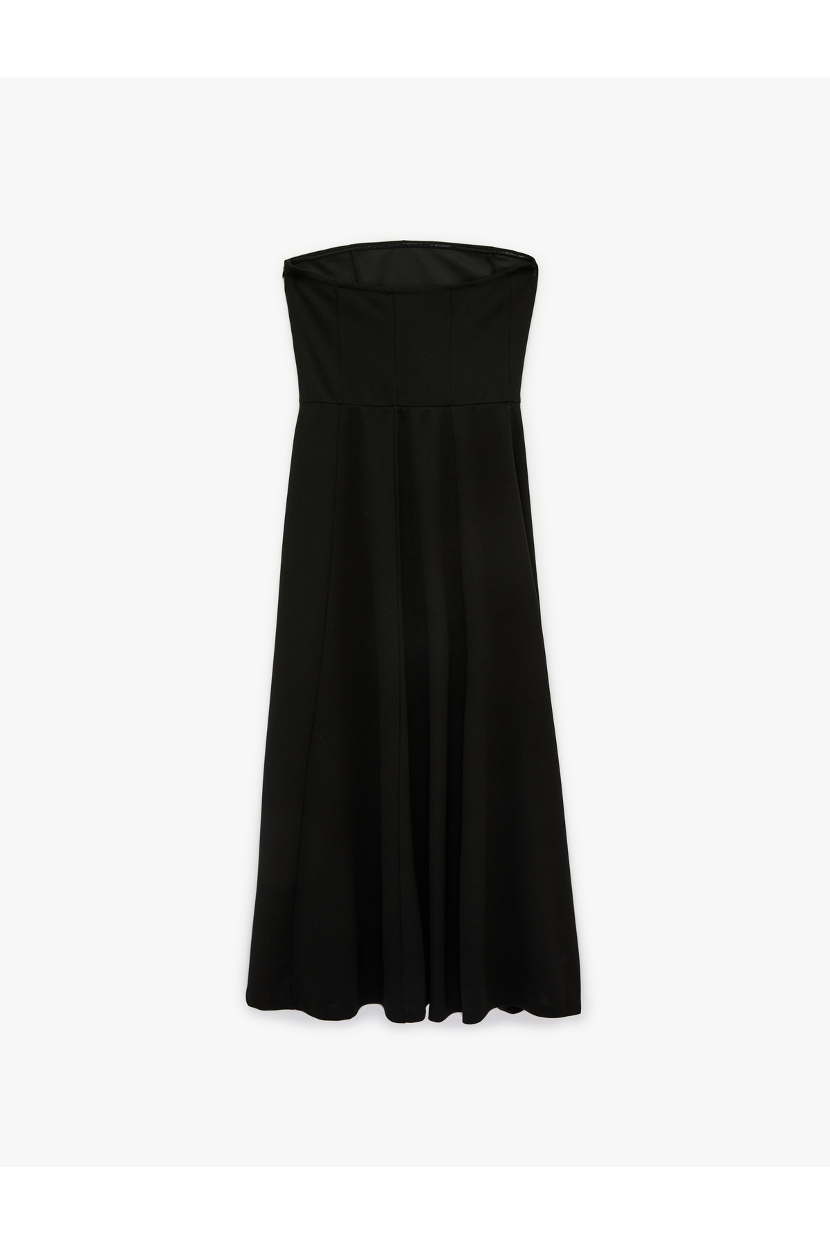 Koton  Krep Scuba Kumaş Midi Boy Straplez Kloş Elbise - Görsel 4