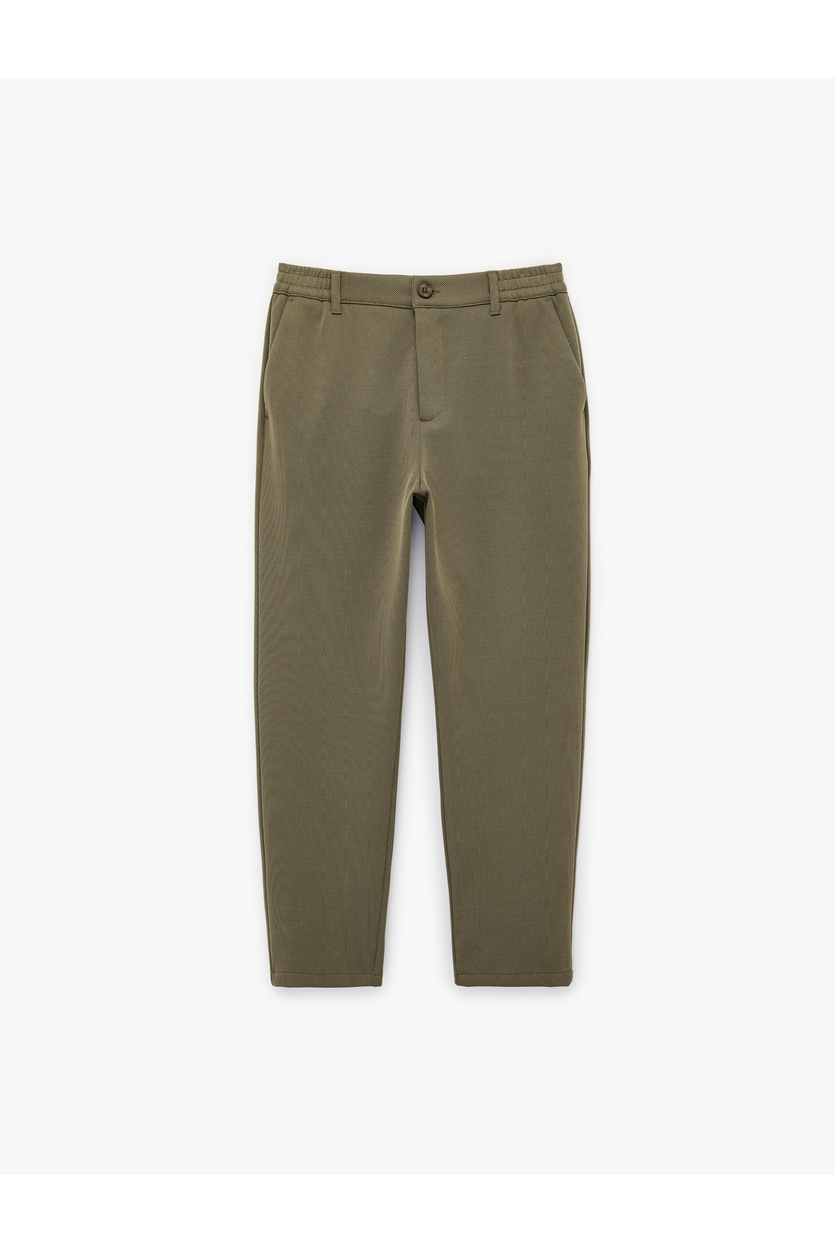 Regular Fit Beli Lastikli Düğmeli Cepli Duble Paça Pantolon — خاکی 6SAM40017HK — تصویر 3 از 5