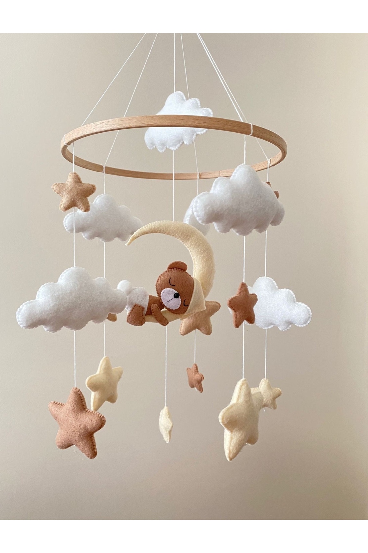 TREND METFİQ DECORATİON Montessori Uyumlu Yenidoğan Uyku Arkadaşı El Yapımı Keçe Bebek Dönencesi müzikli oda baby fotoğrafı 4 (önizleme)