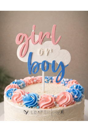 Leaft Design Girl or Boy Pasta Süsü – Cinsiyet Partisi Pasta Topper – Gender ...