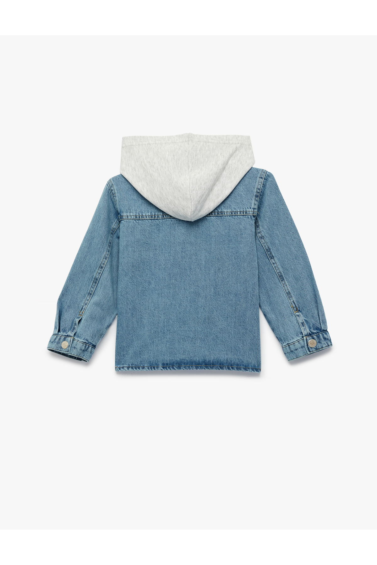 Koton Uzun Kollu Pamuklu Cepli Düğmeli Çıkarılabilir Kapşonlu Denim Ceket fotoğrafı 2 (önizleme)