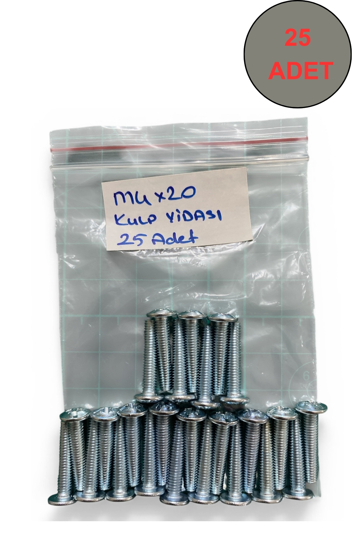 Tuna Metrik Vida Silindir Baş Kulp Vidası M4x20 mm 25 Adet