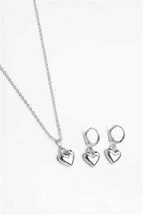 marmara qumasch Kalp Tasarımlı Kolye Küpe Takım Seti