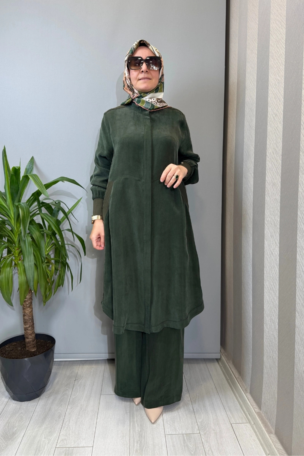 MISS DALIDA Hakim Yaka Cepli Cupro Kap Haki T26Y-8008 - Fiyatı