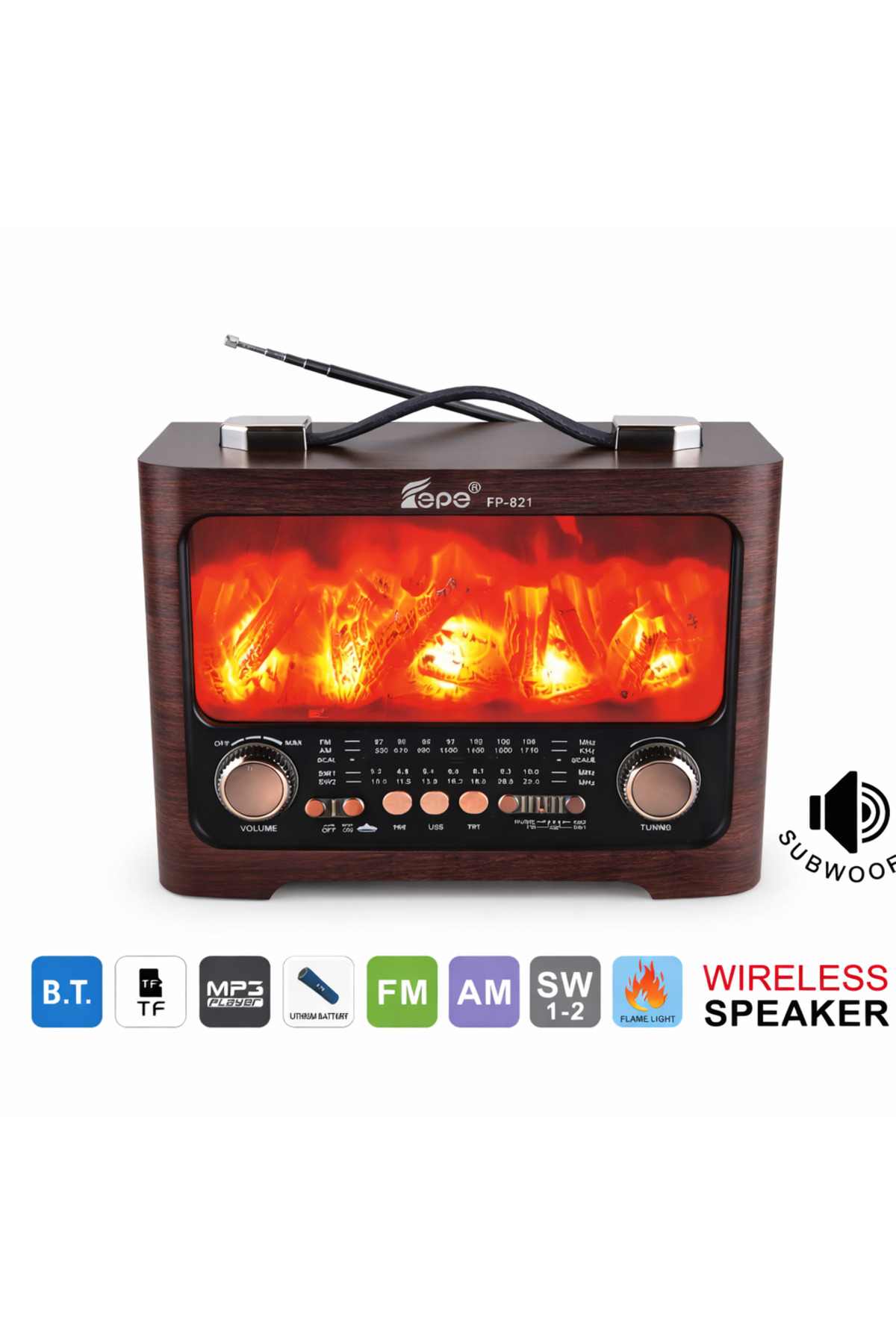 instatech Nostalji Retro Radyo Bluetooth Hoparlör FP-821 | Şömine