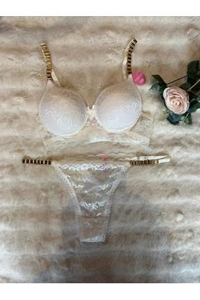 shop Luxury Zincir Detaylı Dantel Sütyen Külot Takımı