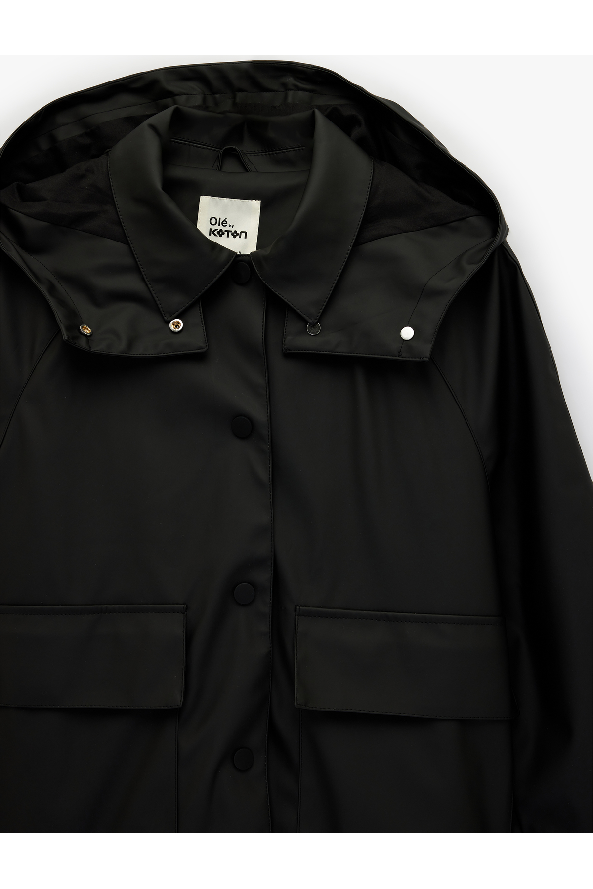 Koton  Rahat Kalıp Uzun Kollu Cepli Çıtçıt Düğme Detaylı Su İtici Kapşonlu Yağmurluk - Görsel 3