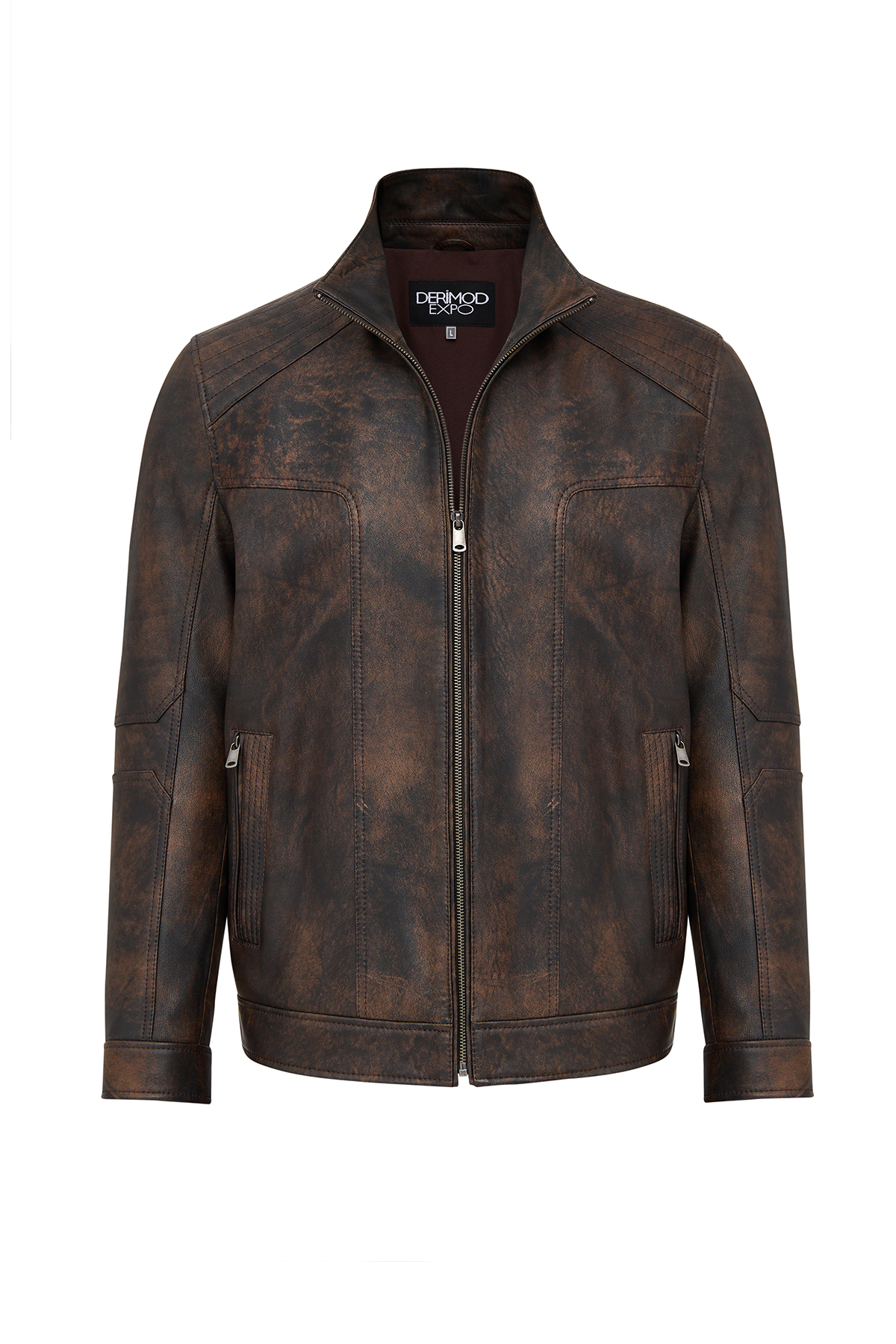 Derimod  Alfred Erkek Kahverengi Devrik Yaka Deri Mont 25WGE6579VD - Görsel 3