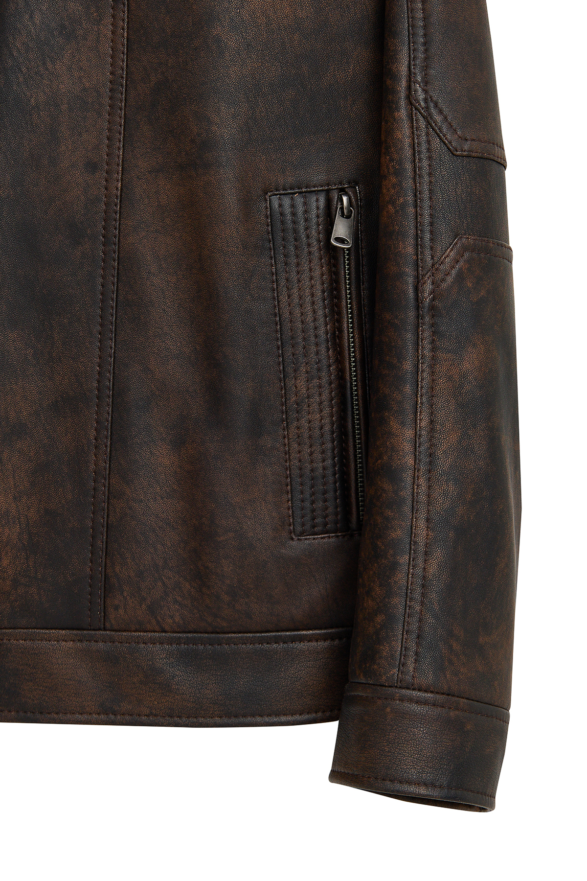 Derimod  Alfred Erkek Kahverengi Devrik Yaka Deri Mont 25WGE6579VD - Görsel 7