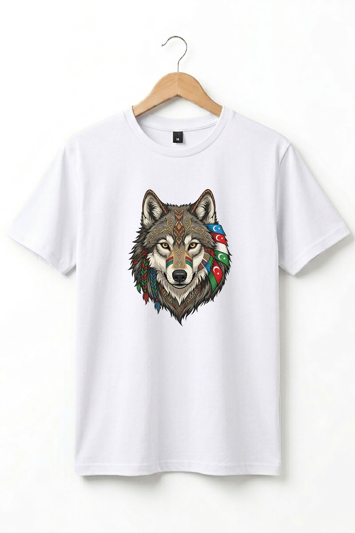 Kurt Turan Printed Turkish States Designed Bozkurt and Moon Star Basic Regular Fit T-shirt