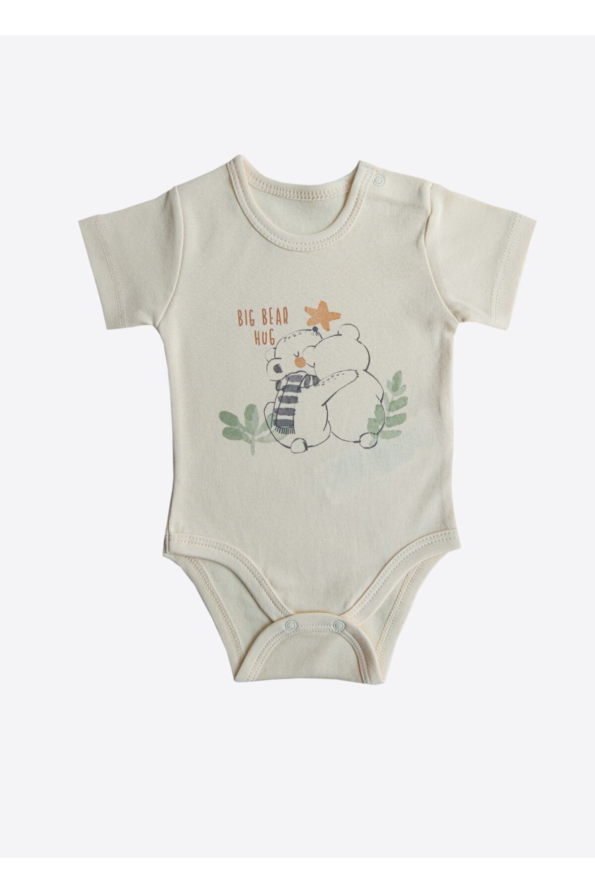 kitikate Organik Cute Bear 3'lü Kısa Kol Body Yeşil fotoğrafı 4 (önizleme)