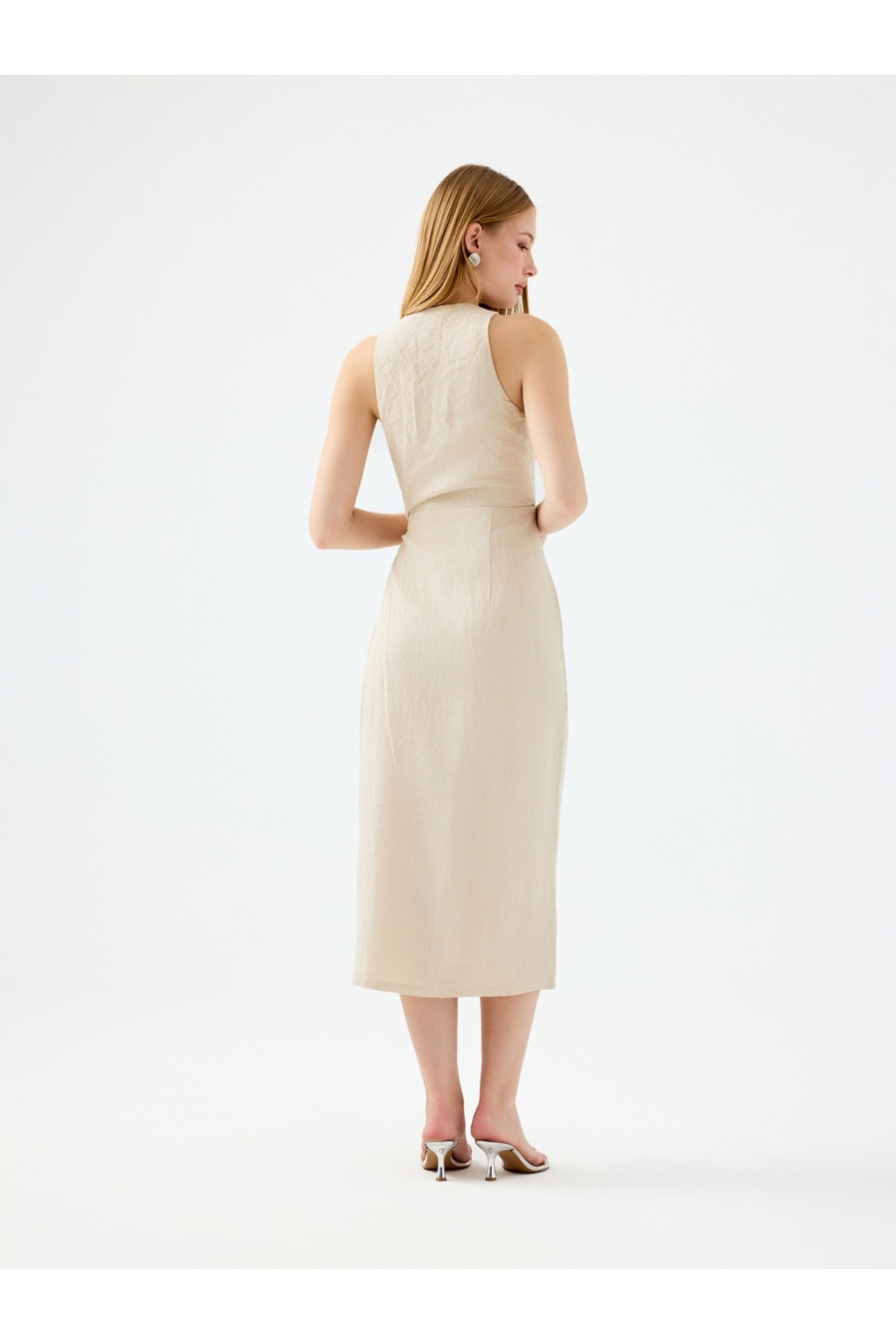 knee length dresses for ladies POINTELLE SLIM LONG VEST DRESS at Atelier Delphine