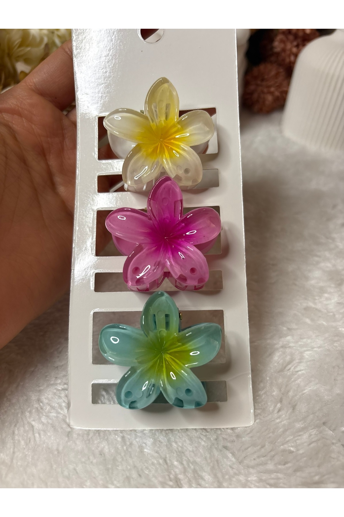 ADAA GIFT 3 Adet Kadın Lotus Çiçeği Toka 4 cm İthal görsel 4