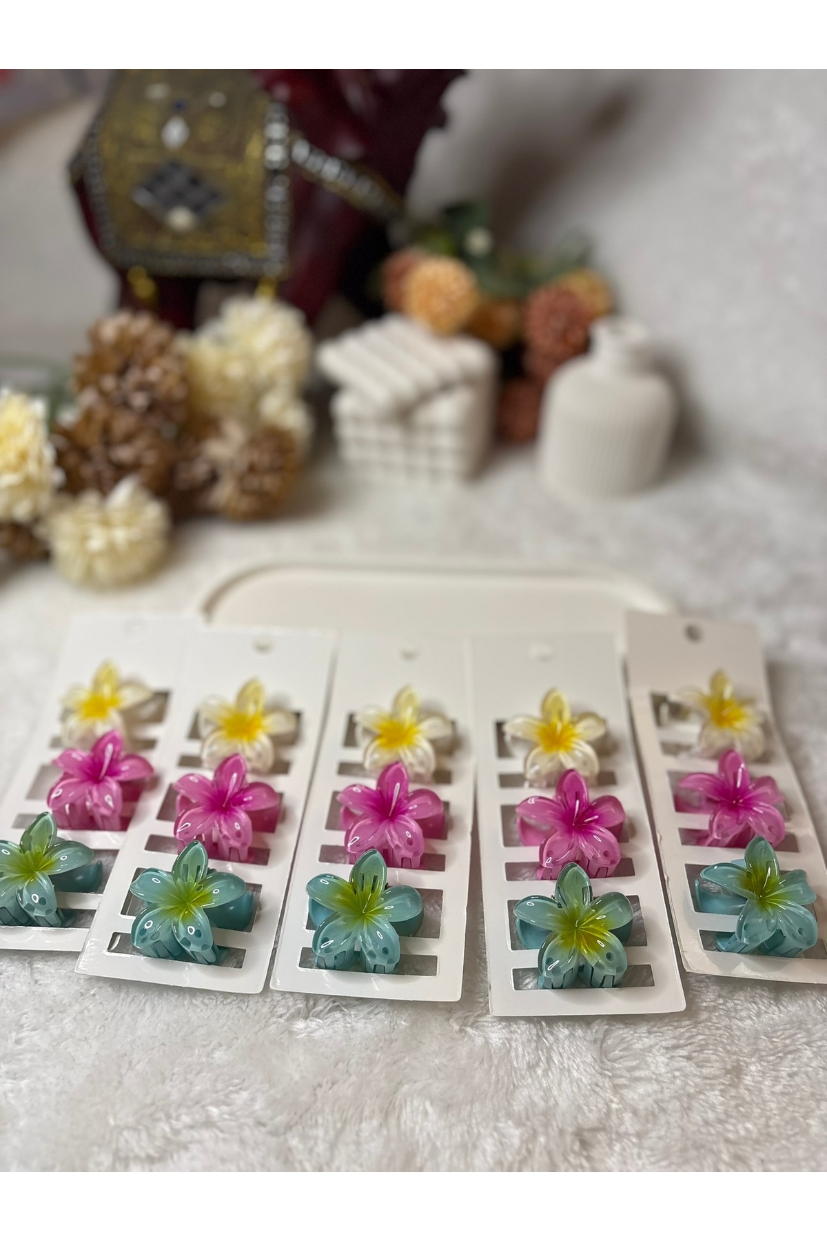 ADAA GIFT 3 Adet Kadın Lotus Çiçeği Toka 4 cm İthal görsel 5