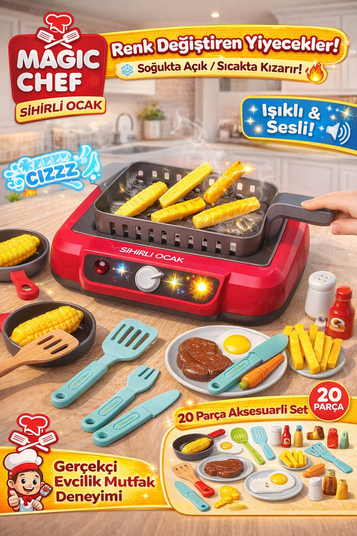 YILDIRIM OYUNCAK Renk Değiştiren İnteraktif Sihirli Ocak Işıklı