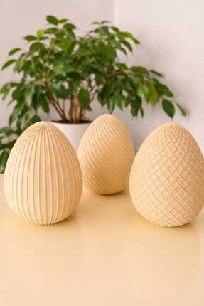 POLYFEZ Dekoratif 3'lü Paskalya Yumurtası Masa Üstü Tealight Ledli Gece Lambası