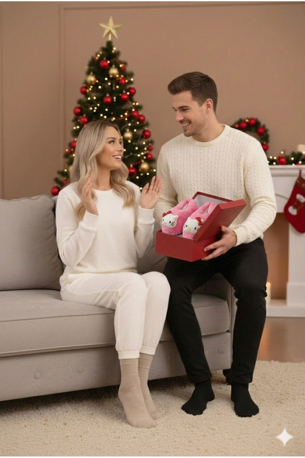 Deniz Terlik Kadın Sevimli Hello Kitty Konforlu Hediyelik Panduf | Sessiz Kaydırmaz Taban Şirin Ev Botu | görsel 3