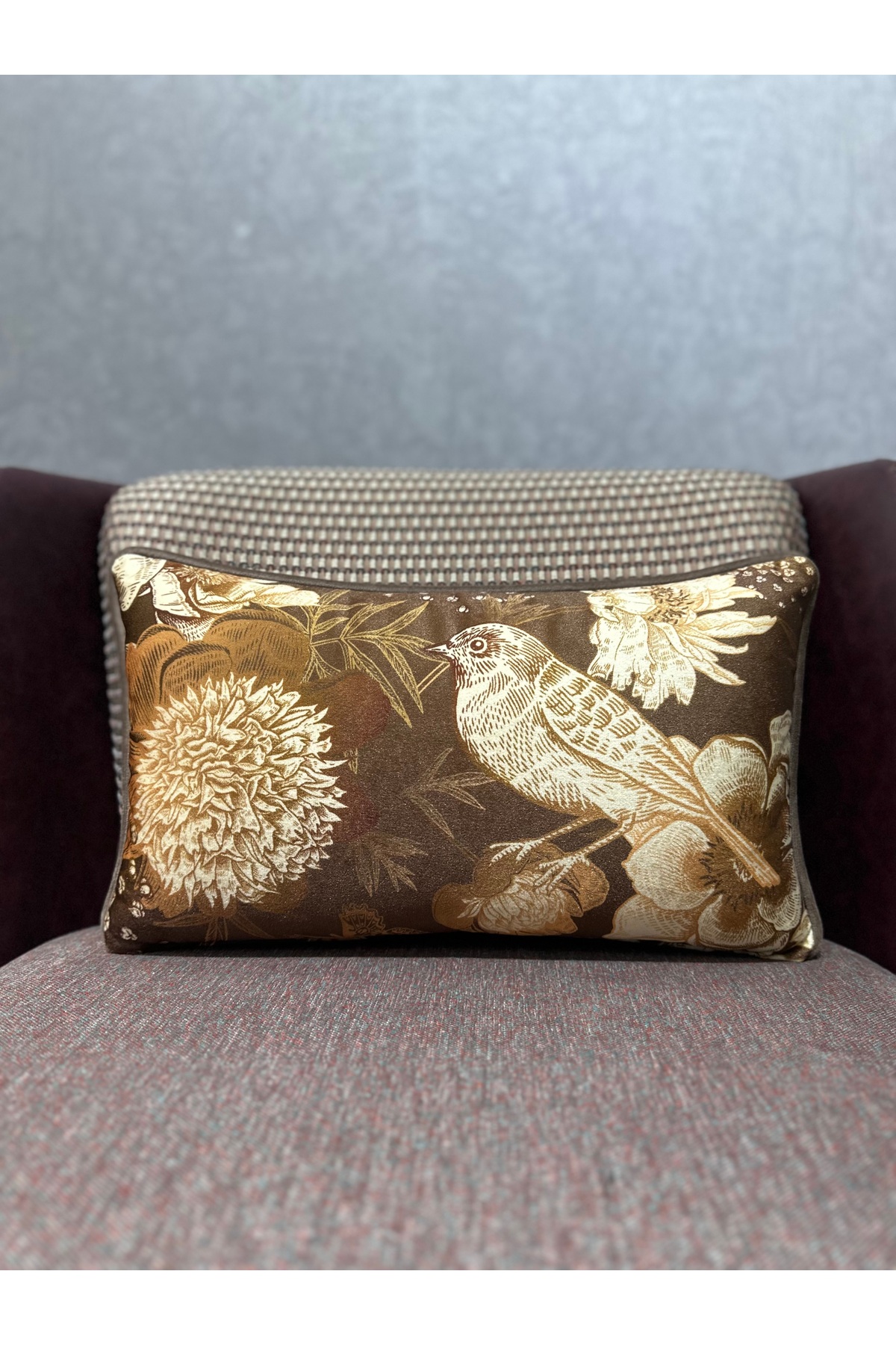 Robin-10329 Custom Planting Brown Color Imported Silk Velvet Pillowcase 30x50 RECTANGULAR