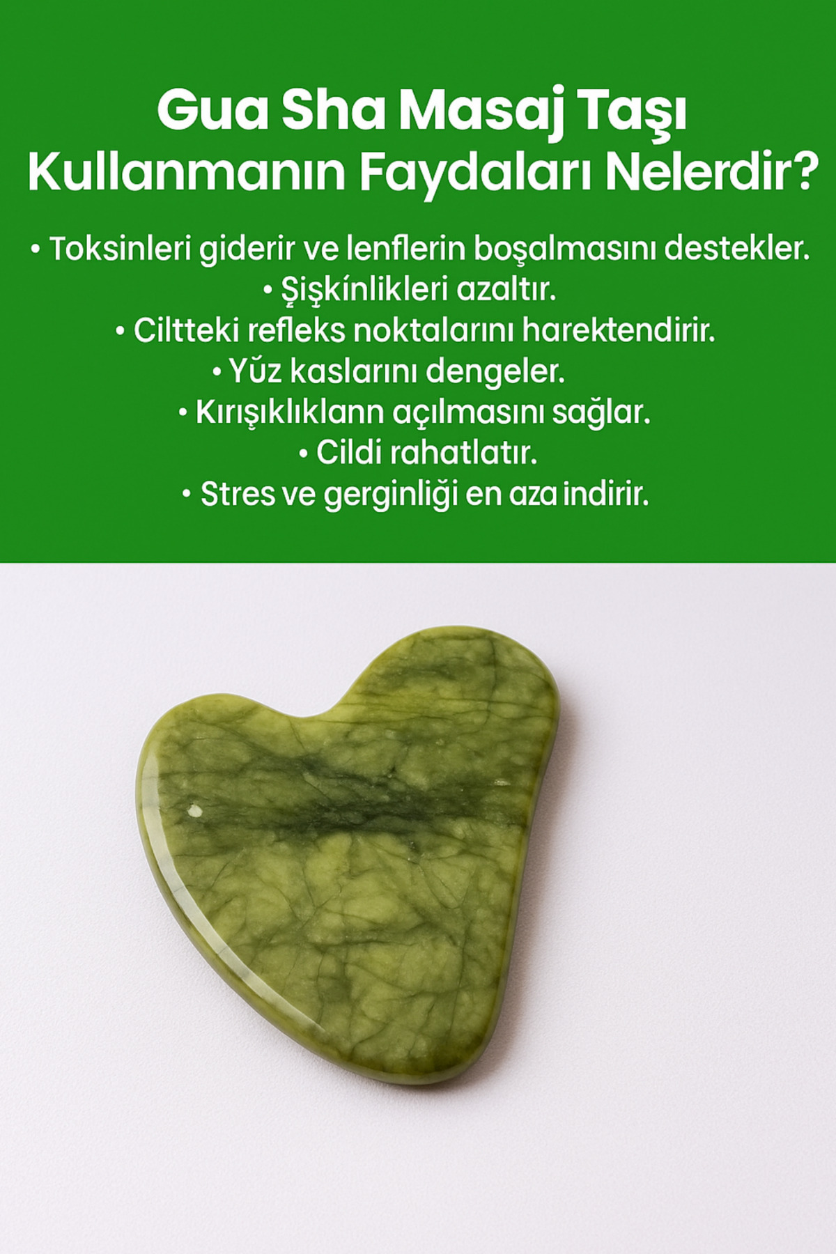 Yeşim Taşı Yeşil Gua Sha Yüz Masaj Taşı %100 Doğal ve Gerçek Kadın — سبز GuaSha — تصویر 3 از 7