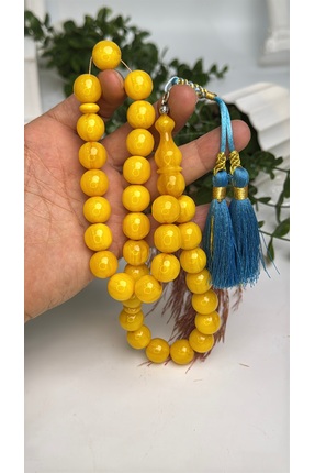 vevasilver Damar Geçişli Sıkma Kehribar Tesbih , Pamuk püskül Usta iş