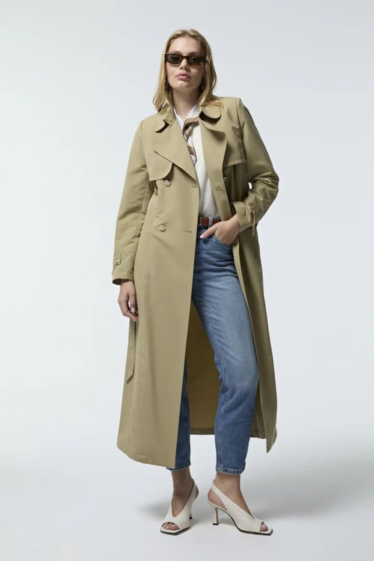 Zühre Lesna Trenç Trench Coat Green 13560- Trendyol
