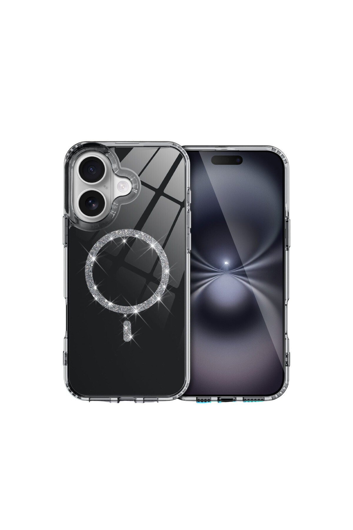 Stylish Live Cover with Silvery Magsafe with iPhone 16 Plus Case Camera Frame
