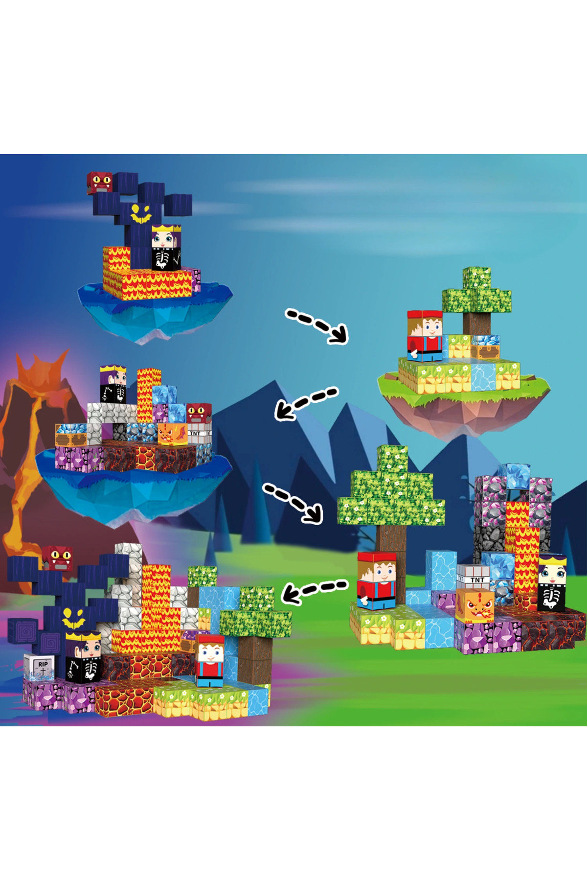 McBlok Minecraft Manyetik Küp Blok Yapı Taşı 100 Parça fotoğrafı 4 (önizleme)