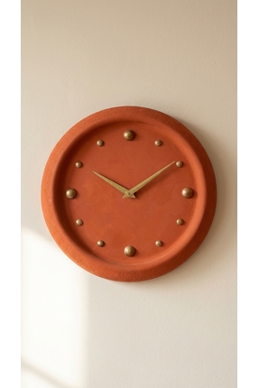 TABART Sovo Beton Duvar Saati 28 cm – Minimal Modern Dekoratif Saat (Kırmızı)