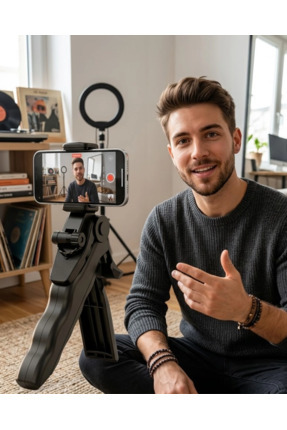 ALIVIO Katlanabilir Telefon Standı Mini Tripod Masaüstü Video Çekim Tutucu