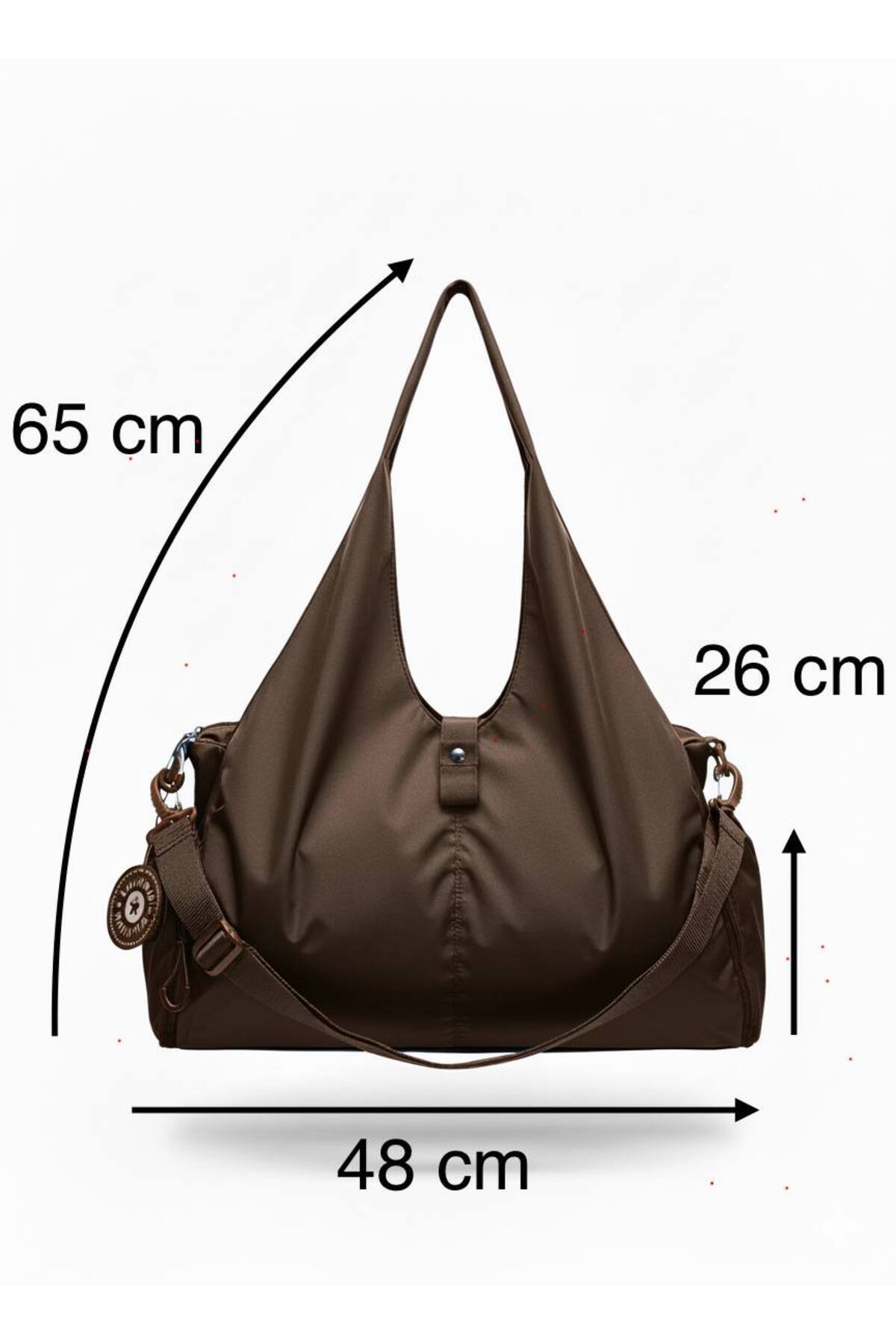 Çanta Trend  Büyük Boy Çok Hafif Giglio Spor Omuz Çantası Kahve - Görsel 4