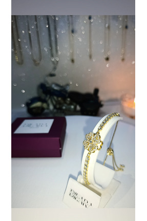 stainles steel Döner Çiçek Tasarımlı Gold Çelik Bileklik