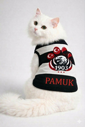 PuluPulu İSİM YAZDIRILABİLEN Pati logolu Kedi ve köpek elbisesi %100 pamuk