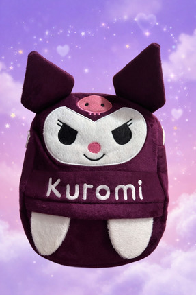 duru cnc print Kuromi Mor Peluş Çocuk Sırt Çantası – Yumuşak Peluş Günlük ve ...