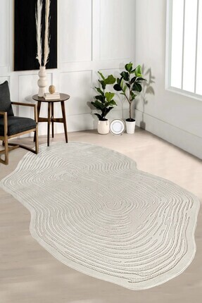 Neşem Halı Boutique Amorf AR003 Krem Yumuşak Dokulu Makine Halısı ( 80*150-80...