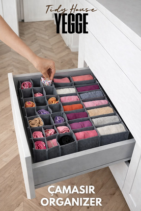 YEGGE 31 Gözlü Çekmece Düzenleyici Petek Ve Cepli Organizer, Çamaşır ve Çorap...