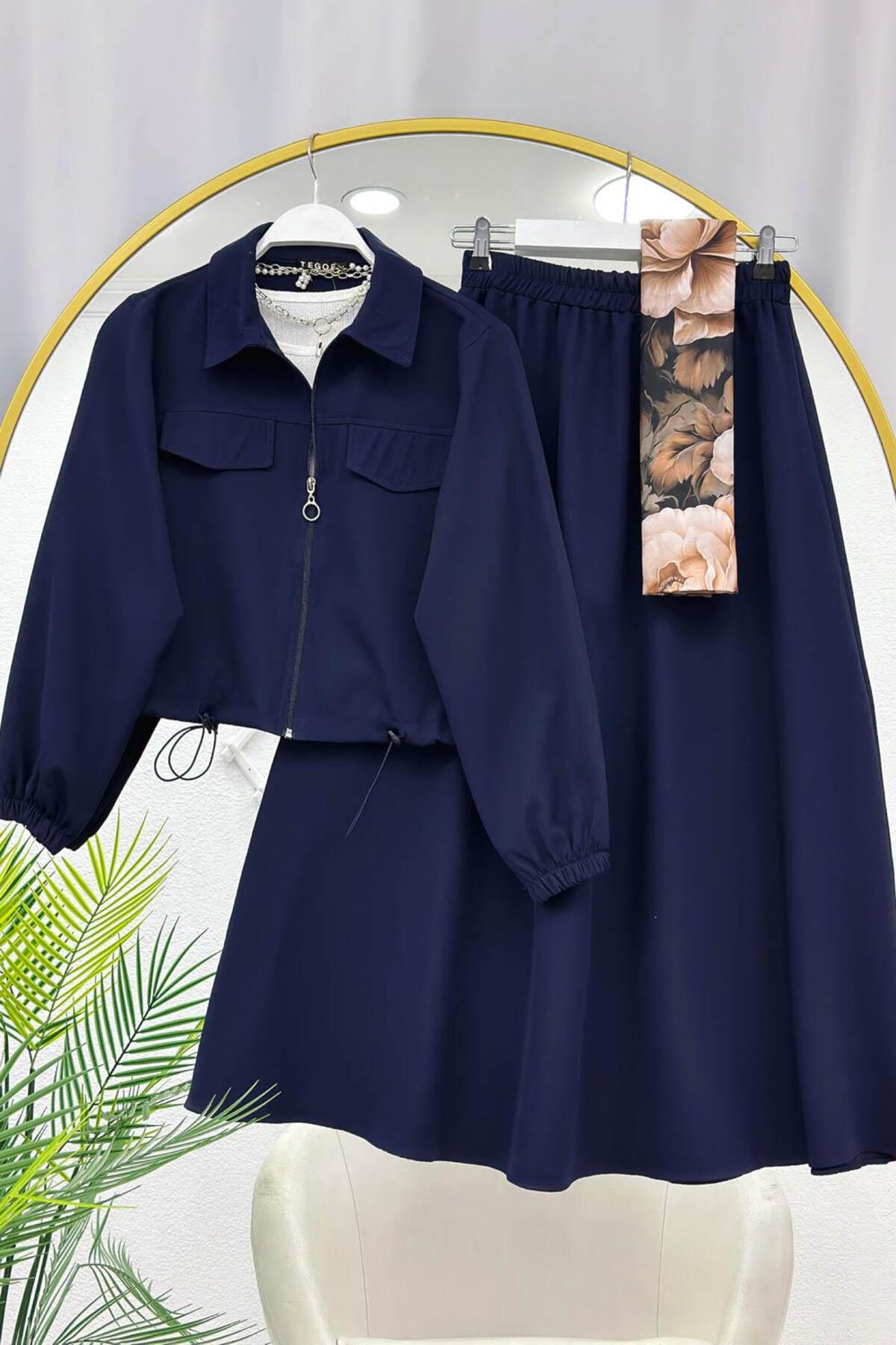 VOLT CLOTHİNG Fermuarlı Cep Kapaklı Etekli İkili Takım