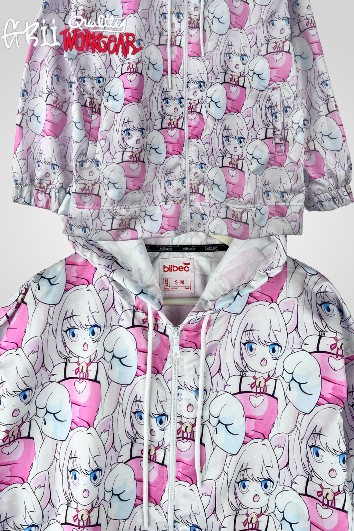 KOTOLOG Kadın Anime Desenli Oversize Kapüşonlu Ceket görsel 6
