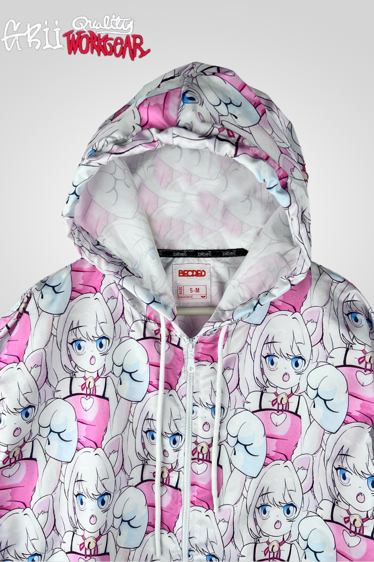 KOTOLOG Kadın Anime Desenli Oversize Kapüşonlu Ceket görsel 2
