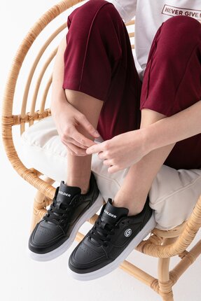 Golder Kadın Günlük Siyah Beyaz Sneaker Bağcıklı Rahat Spor Ayakkabı
